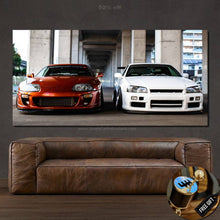 Load image into Gallery viewer, Toyota Supra & Nissan GT-R R34 Canvas FREE Shipping Worldwide!! - Sports Car Enthusiasts
