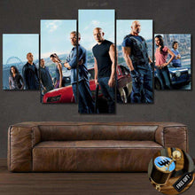 Load image into Gallery viewer, Fast & Furious canvas wall art set featuring main characters and cars from the movie, perfect for sports car enthusiasts