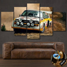 Load image into Gallery viewer, Audi S1 Quattro rally car canvas wall art with vintage racing design and free gear shifter keychain gift