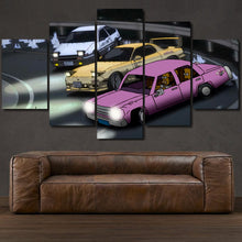 Laden Sie das Bild in den Galerie-Viewer, The Simpsons Initial D 5-piece framed canvas print – wall art gift for sports car enthusiasts
