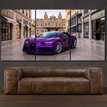 Laden Sie das Bild in den Galerie-Viewer, Bugatti Chiron Pur Sport Mat Armstrong 3-piece framed canvas print – premium motorsport wall art