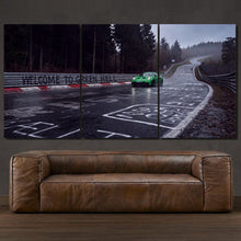 Load image into Gallery viewer, Nurburgring Porsche GT3 RS 3-piece framed canvas print – premium motorsport wall art