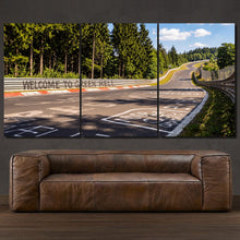 Load image into Gallery viewer, Nurburgring Nordschleife 3-piece framed canvas print – premium motorsport wall art