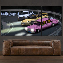 Laden Sie das Bild in den Galerie-Viewer, The Simpsons Initial D 3-piece framed canvas print – premium motorsport wall art