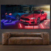 Load image into Gallery viewer, Ford Mustang 3-piece framed canvas print – premium motorsport wall art