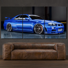Load image into Gallery viewer, Nissan GT-R R34 Skyline 3-piece framed canvas print – premium motorsport wall art