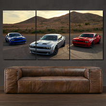 Laden Sie das Bild in den Galerie-Viewer, Dodge Challenger Hellcat SRT R/T 3-piece framed canvas print – premium motorsport wall art