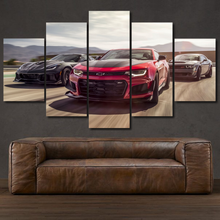 Charger l'image dans la galerie, Chevrolet Corvette Camaro ZL1 Dodge Challenger SRT Demon 5-piece framed canvas print – wall art gift for sports car enthusiasts