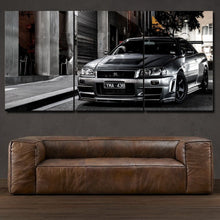 Load image into Gallery viewer, Nissan GT-R R34 Skyline 3-piece framed canvas print – premium motorsport wall art