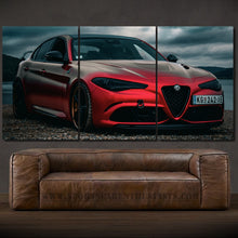 Load image into Gallery viewer, Alfa Romeo Giulia Quadrifoglio 3-piece framed canvas print – premium motorsport wall art