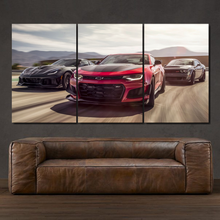 Charger l'image dans la galerie, Chevrolet Corvette Camaro ZL1 Dodge Challenger SRT Demon 3-piece framed canvas print – premium motorsport wall art