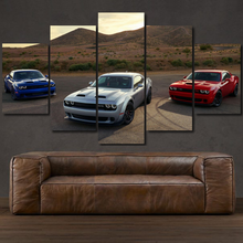 Laden Sie das Bild in den Galerie-Viewer, Dodge Challenger Hellcat SRT R/T 5-piece framed canvas print – wall art gift for sports car enthusiasts