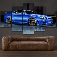 Load image into Gallery viewer, Nissan GT-R R34 Skyline 5-piece framed canvas print – wall art gift for sports car enthusiasts