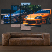 Load image into Gallery viewer, Fast &amp; Furious GT-R R34 &amp; Supra 5-piece framed canvas print – wall art gift for sports car enthusiasts