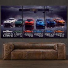 Charger l'image dans la galerie, Chevrolet Corvette ZR1 Z06 Stingray Camaro ZL1 1LE 3-piece framed canvas print – premium motorsport wall art