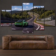 Laden Sie das Bild in den Galerie-Viewer, Porsche GT3 RS Nurburgring 5-piece framed canvas print – wall art gift for sports car enthusiasts