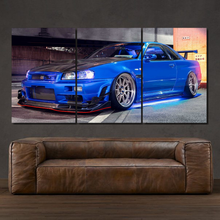Laden Sie das Bild in den Galerie-Viewer, Nissan GT-R R34 Skyline 3-piece framed canvas print – premium motorsport wall art