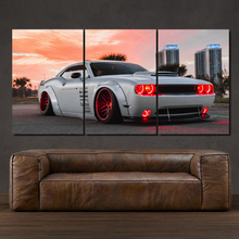 Load image into Gallery viewer, Dodge Challenger Liberty Walk 3-piece framed canvas print – premium motorsport wall art