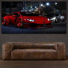Load image into Gallery viewer, Lamborghini Huracan &amp; Ferrari 458 Italia Liberty Walk 3-piece framed canvas print – premium motorsport wall art