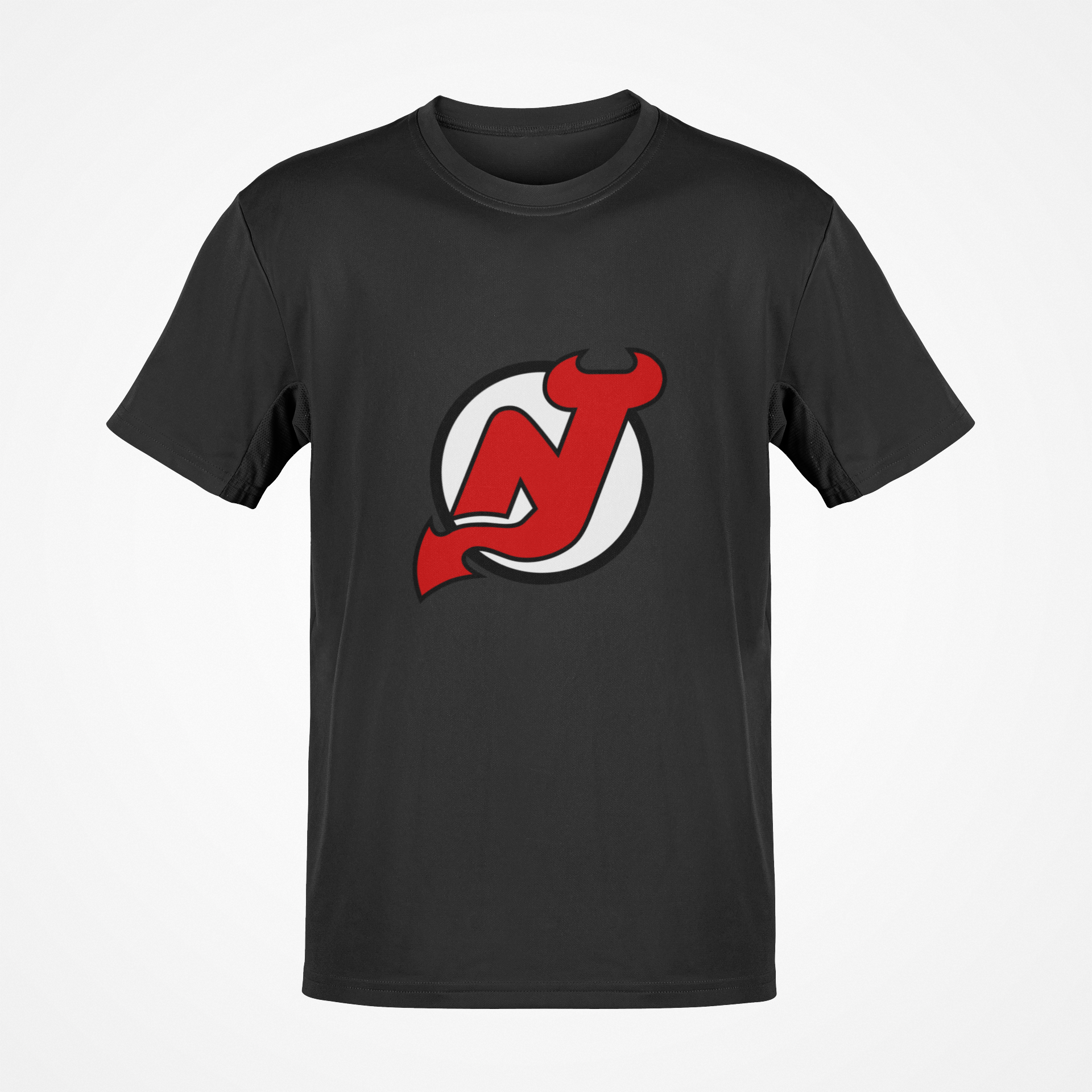 new jersey devils gear Men's Fanatics Black New Jersey Devils Logo T-Shirt Size: Small