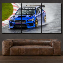 Charger l'image dans la galerie, Subaru Impreza WRX STI Nurburgring 3-piece framed canvas print – premium motorsport wall art