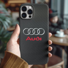 Charger l&#39;image dans la galerie, Coque iPhone en fibre de carbone et verre trempé Audi, livraison gratuite dans le monde entier