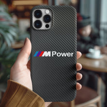 Charger l&#39;image dans la galerie, Coque iPhone en fibre de carbone et verre trempé BMW M Power, livraison gratuite dans le monde entier