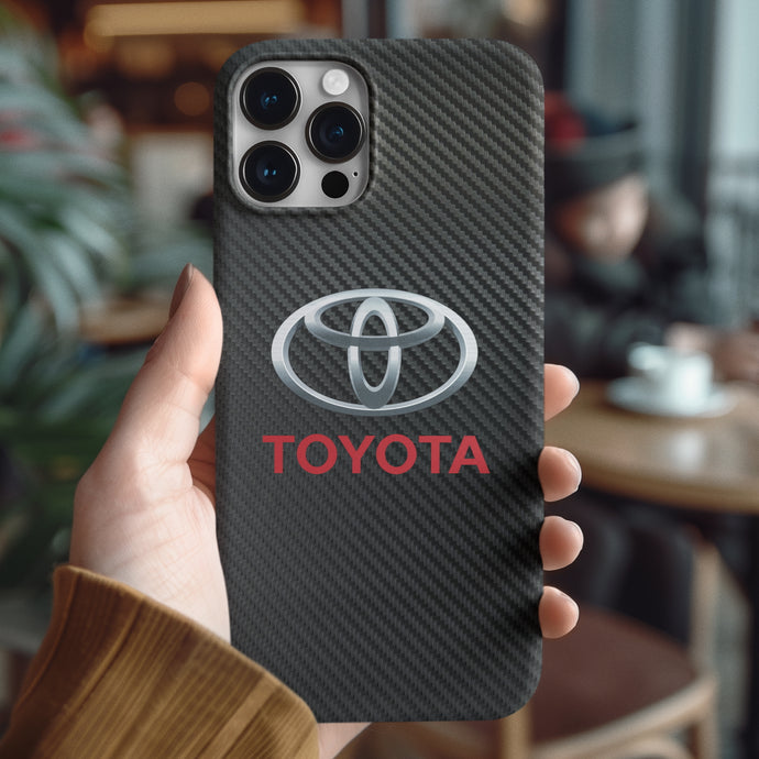 Coque iPhone en fibre de carbone et verre trempé Toyota, livraison gratuite dans le monde entier