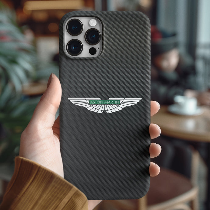 Coque iPhone en fibre de carbone et verre trempé Aston Martin, livraison gratuite dans le monde entier