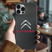 Laden Sie das Bild in den Galerie-Viewer, Citroen Carbon Fiber Tempered Glass iPhone Hülle Kostenloser Versand weltweit