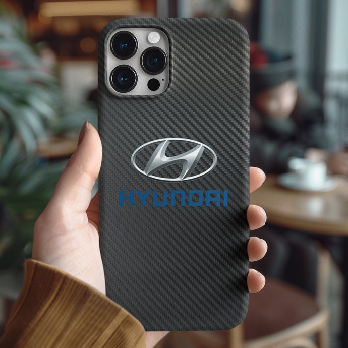 Coque en verre trempé et fibre de carbone Hyundai pour iPhone, livraison gratuite dans le monde entier
