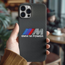 Charger l&#39;image dans la galerie, Coque iPhone en fibre de carbone et verre trempé BMW M Power, livraison gratuite dans le monde entier