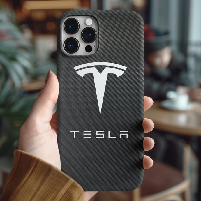Coque en verre trempé et fibre de carbone Tesla pour iPhone, livraison gratuite dans le monde entier