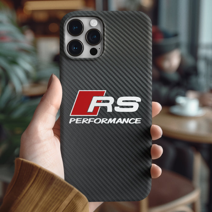 Coque iPhone en verre trempé et fibre de carbone Audi RS Performance, livraison gratuite dans le monde entier