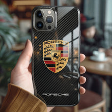 Laden Sie das Bild in den Galerie-Viewer, Audi Carbon Fiber Tempered Glass iPhone Hülle KOSTENLOSER Versand weltweit