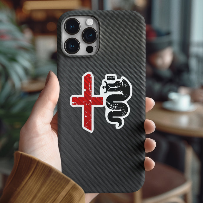 Coque en fibre de carbone et verre trempé pour iPhone Alfa Romeo, livraison gratuite dans le monde entier