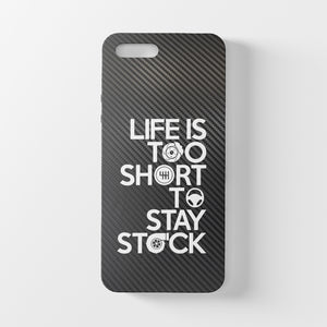 La vie est trop courte pour rester en stock Coque iPhone en verre trempé et fibre de carbone Livraison gratuite dans le monde entier