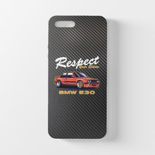 Charger l&#39;image dans la galerie, Coque iPhone en fibre de carbone et verre trempé pour BMW E30 « Respect Your Elders » Livraison gratuite dans le monde entier