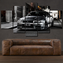 Load image into Gallery viewer, Nissan GT-R R34 Skyline 5-piece framed canvas print – wall art gift for sports car enthusiasts