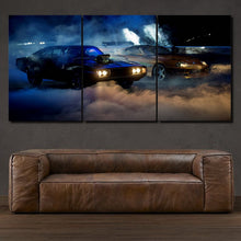 Load image into Gallery viewer, Fast &amp; Furious Dodge Charger &amp; Toyota Supra 3-piece framed canvas print – premium motorsport wall art