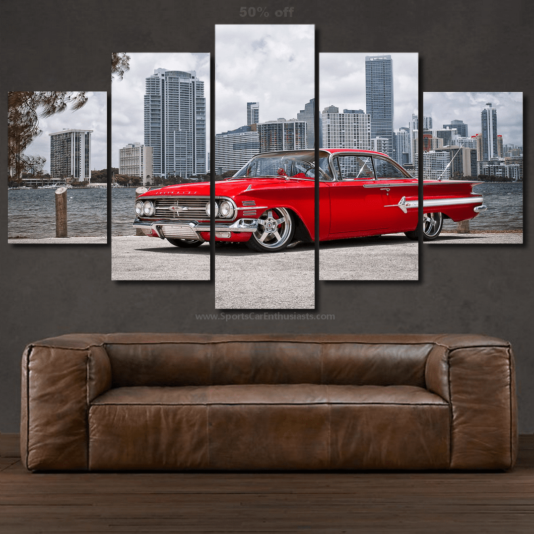 Chevy Impala 1960 Canvas 3/5pcs FREE Shipping Worldwide!! - Sports Car Enthusiasts