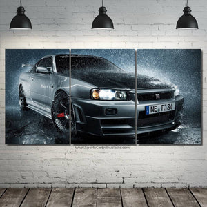 GT-R R34 Canvas 3/5pcs FREE Shipping Worldwide!! - Sports Car Enthusiasts