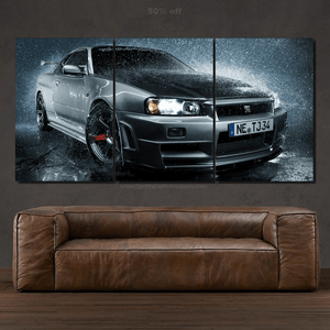 GT-R R34 Canvas 3/5pcs FREE Shipping Worldwide!! - Sports Car Enthusiasts