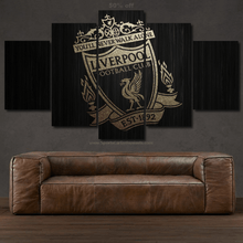Charger l'image dans la galerie, FC Liverpool football club logo canvas wall art set above brown leather sofa