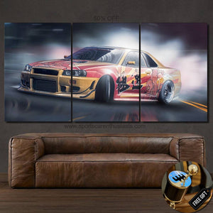 Nissan GT-R R34 Skyline Drift Canvas FREE Shipping Worldwide!! - Sports Car Enthusiasts