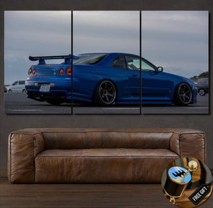 GT-R R34 Canvas 3/5pcs FREE Shipping Worldwide!! - Sports Car Enthusiasts