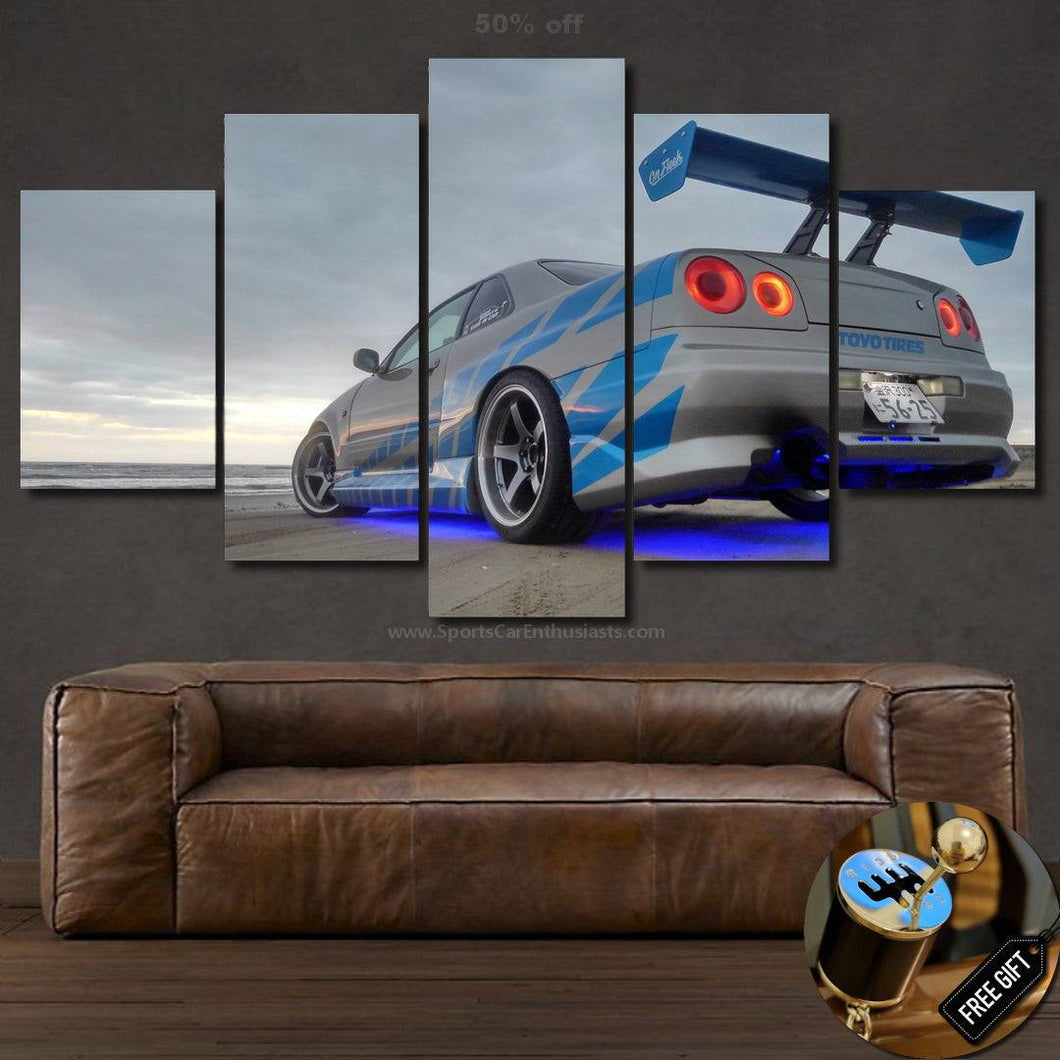 GT-R R34 Skyline Fast & Furious Canvas FREE Shipping Worldwide!! - Sports Car Enthusiasts