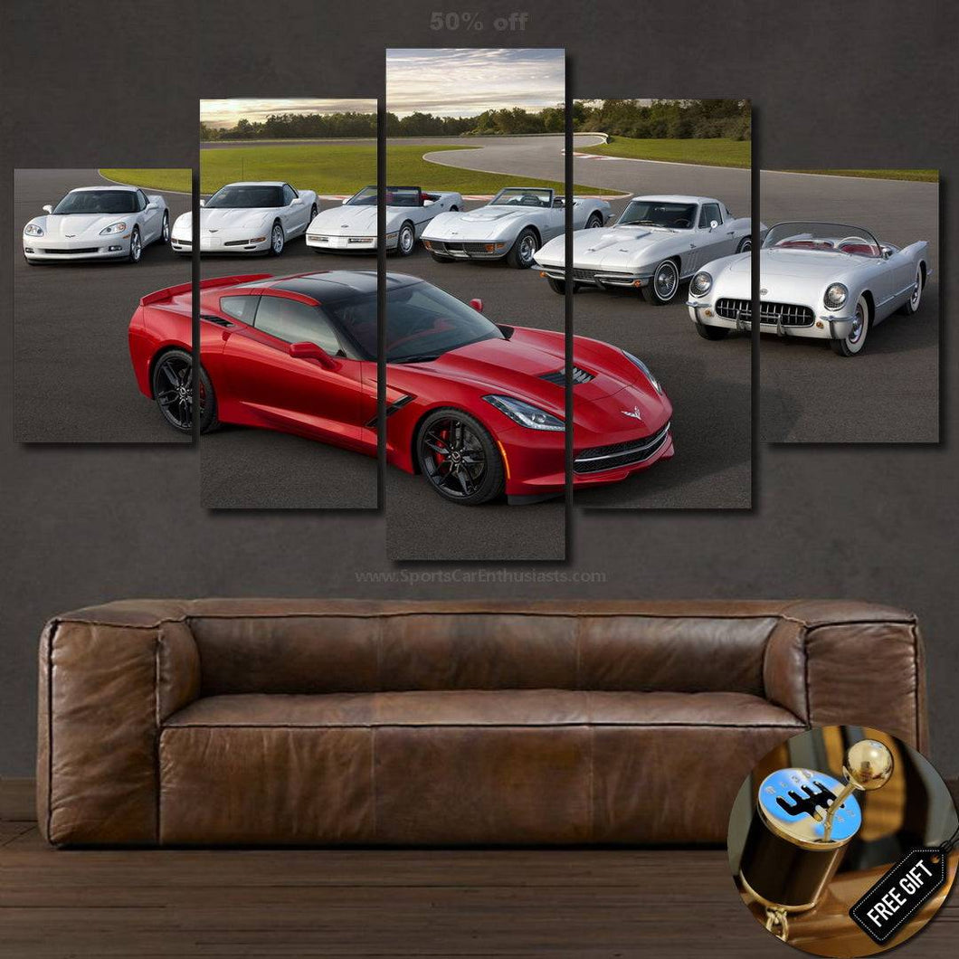 Chevrolet Corvette Evolution Canvas 3/5pcs FREE Shipping Worldwide!! - Sports Car Enthusiasts