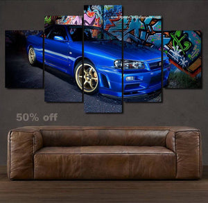 Nissan GT-R R34 Canvas 3/5pcs FREE Shipping Worldwide!! - Sports Car Enthusiasts