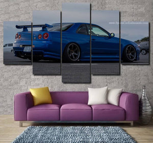 GT-R R34 Canvas 3/5pcs FREE Shipping Worldwide!! - Sports Car Enthusiasts